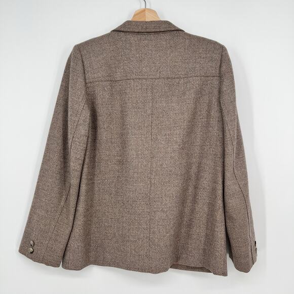 Vtg Nordstrom Weathervane Wool Skirt Suit Women Blazer 10 Skirt 12 Brown Tweed - Picture 3 of 10
